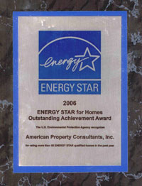 ENERGY STAR for Homes Outstanding Achievement Award for American Property Consultants, Inc. 
